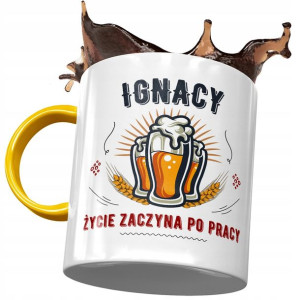 Kubek Żółty Dla Ignacego Kolegi Męża na Prezent