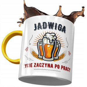 Kubek Żółty Dla Jadwigi Koleżanki Żony na Prezent