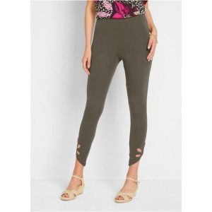 Bonprix Khaki Oliwkowe Bawełniane Legginsy Z Wycięciami 52-54 939164