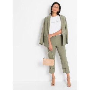 Bonprix Khaki Spodnie Ściągacz Cygaretki 7/8 Kieszenie Wiskoza 40-42 915282