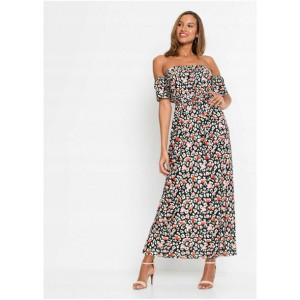 Bonprix Długa Sukienka Maxi Hiszpanka W Kwiaty Z Falbanami 40-42 904483