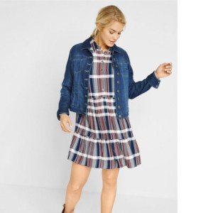 Bonprix Koszulowa Sukienka W Kratę Szmizjerka Oversize Z Falbanami 46-48