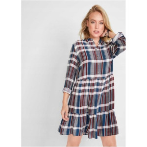 Bonprix Koszulowa Sukienka W Kratę Szmizjerka Oversize Z Falbanami 46-48