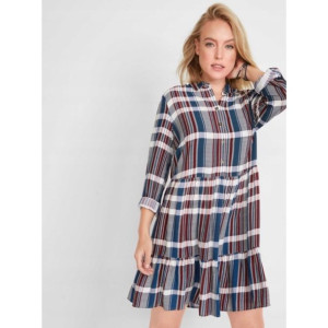 Bonprix Koszulowa Sukienka W Kratę Szmizjerka Oversize Z Falbanami 48-50