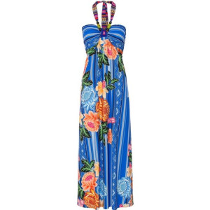 Bonprix Prosta Letnia Długa Sukienka Maxi W Kwiaty Paski 36-38 932694