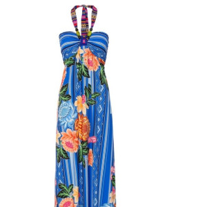 Bonprix Prosta Letnia Długa Sukienka Maxi W Kwiaty Paski 36-38 932694
