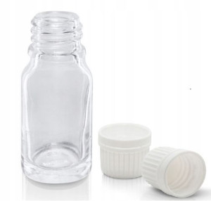 Bezbarwny Słoiczek Butelka 10mL + Biała Nakrętka