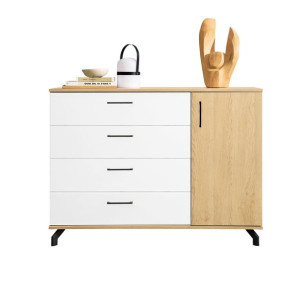 Funkcjonalna KOMODA SZUFLADY PÓŁKI 120 cm  MONEZ BIAŁY Wybór Kolorów