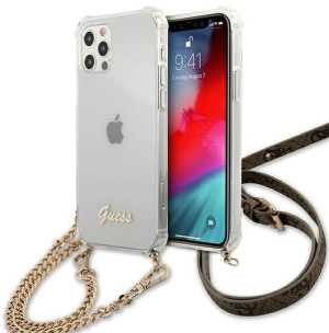 Guess Iphone 12 Pro Max Gold Chain Guhcp12lkc4gsgo Transparent