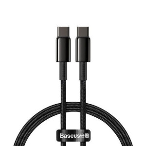 Kabel Baseus Tungsten Gold Type-c/type-c 100w 1m Black Fast Charge
