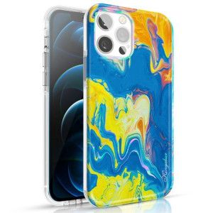 Etui Kingxbar Watercolour Apple Iphone 12 Pro Max Żółtoniebieski