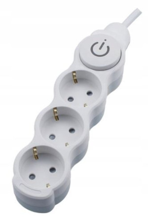 Przedłużacz 3 Gniazda Schuko 3m + Wył.1,5mm2