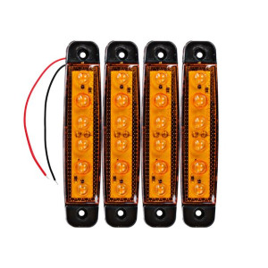 Lampa Światło Obrysowe Obrysówki Led Zestaw 4 Szt Pomarańczowe