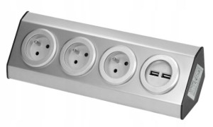 Gniazdo Meblowe Kuchenne Z Usb 3x2p+z 2xusb Inox