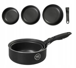 Zestaw Garnków Z Odpinaną Rączką 18/29/22 Cm Black