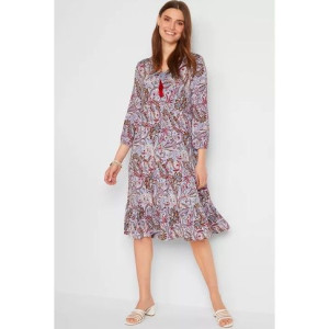 Bonprix Kolorowa Sukienka Z Rękawem 3/4 Midi Wzór Paisley Boho 40-42