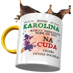Kubek Żółty Dla Karoliny Koleżanki Na Prezent