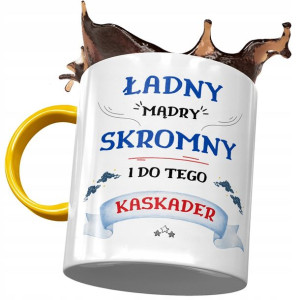 Kubek Żółty Dla Kaskadera Ładny Mądry Skromny