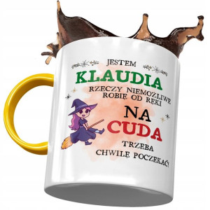 Kubek Żółty Dla Klaudii Koleżanki Żony na Prezent