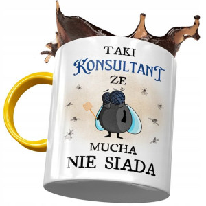 Kubek Żółty Dla Konsultanta Mucha nie Siada