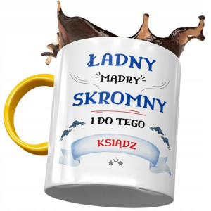 Kubek Żółty Dla Księdza Ładny Mądry Skromny