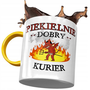 Kubek Żółty Dla Kuriera Piekielnie Dobry Kurier