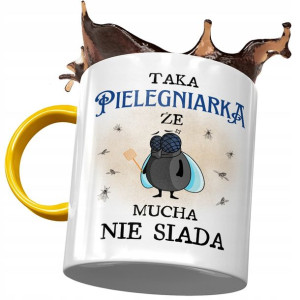 Kubek Żółty Dla Pielęgniarki Że Mucha Nie Siada