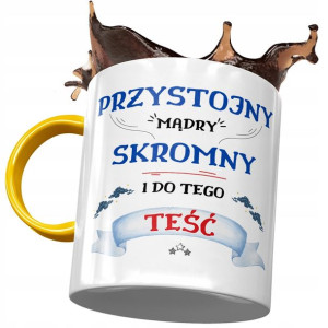 Kubek Żółty dla Teścia Teściunia na Prezent