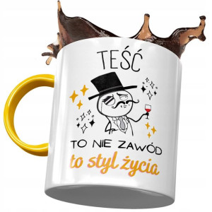 Kubek Żółty dla Teścia Teściunia na Prezent