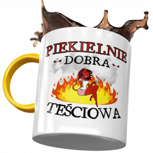 Kubek Żółty dla Teściowej Teściuni na Prezent