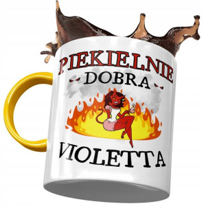 Kubek Żółty Dla Violetty Koleżanki Żony na Prezent