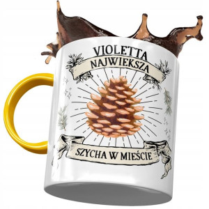 Kubek Żółty Dla Violetty Koleżanki Żony na Prezent