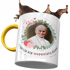 Kubek Żółty Jan Paweł II Papież Mem Papaj Prezent