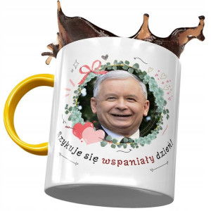Kubek Żółty Jarosław Kaczyński Politycy na Prezent