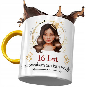 Kubek Żółty na Urodziny 16 16ste 16-ste na Prezent