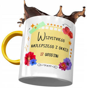 Kubek Żółty na Urodziny 17 17ste 17-ste na Prezent