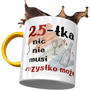 Kubek Żółty na Urodziny 25 25te 25-te na Prezent