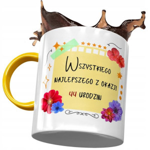 Kubek Żółty na Urodziny 44 44te 44-te na Prezent