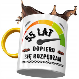 Kubek Żółty na Urodziny 55 55te 55-te na Prezent