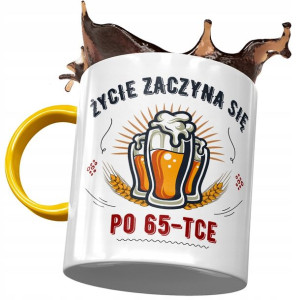 Kubek Żółty na Urodziny 65 65te 65-te na Prezent