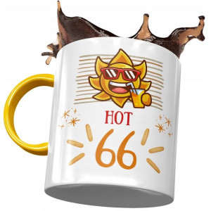 Kubek Żółty na Urodziny 66 66te 66-te na Prezent