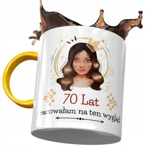 Kubek Żółty na Urodziny 70 70te 70-te na Prezent