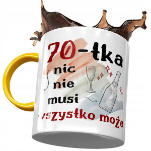 Kubek Żółty na Urodziny 70 70te 70-te na Prezent