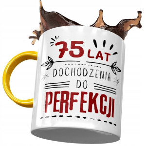 Kubek Żółty na Urodziny 75 75te 75-te na Prezent