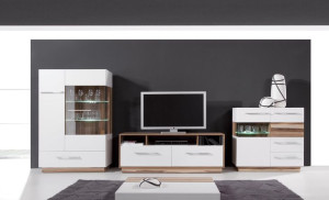 MEBLOŚCIANKA do Pokoju + Oświetlenie LED MODEST BIAŁA Wybór Kolorów