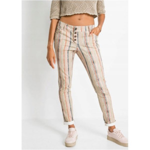 Bonprix Kolorowe Bawełniane Spodnie Boyfriend W Paski Prążki 38-40 943623