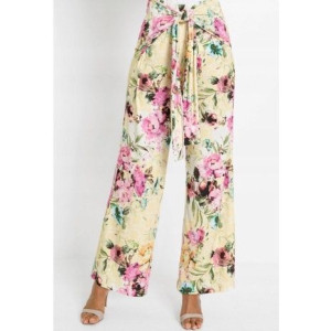 Bonprix Kolorowe Luźne Spodnie Palazzo W Kwiaty Wiązanie 36-38 936430