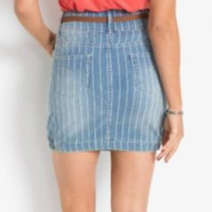 Bonprix Niebieska Jeansowa Spódnica Mini W Paski Prążki 42-44 938580