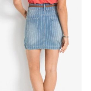 Bonprix Niebieska Jeansowa Spódnica Mini W Paski Prążki 42-44 938580
