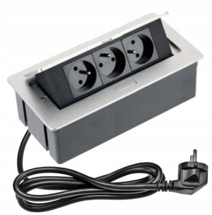 Przedłużacz biurkowy SOFT 3x gniazdo - aluminium